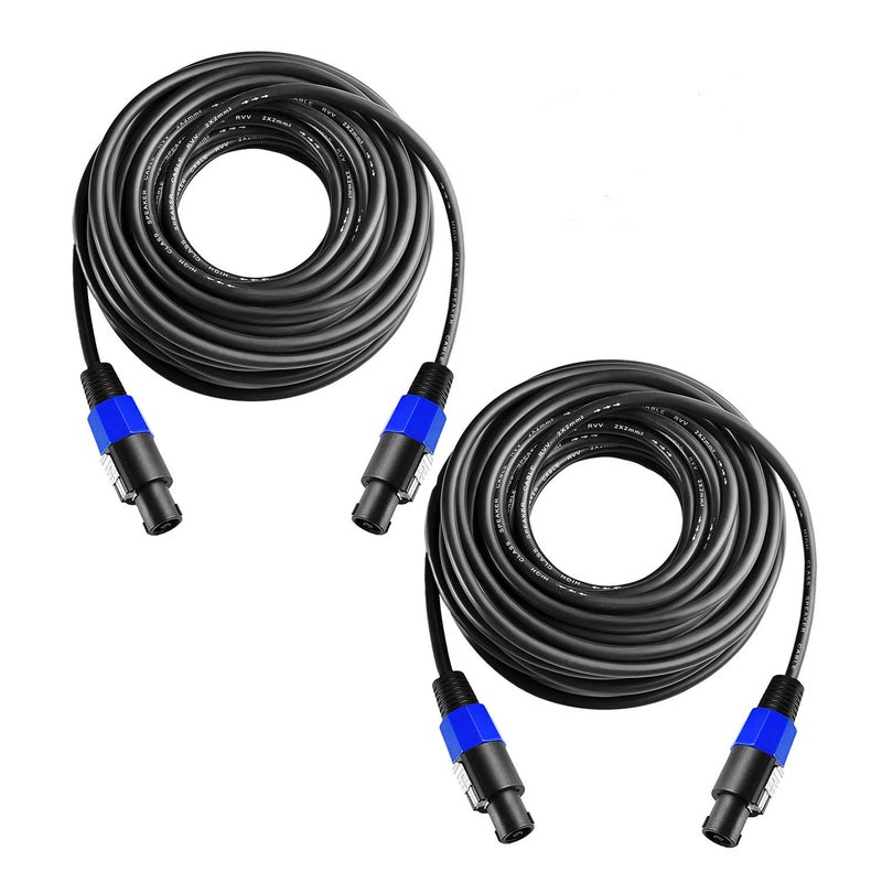 Yoico 2Pcs 50 Feet Professional Speakon to Speakon Cables Wire Speaker Audio Amplifier Cord 7mm with Twist Lock - Image 1