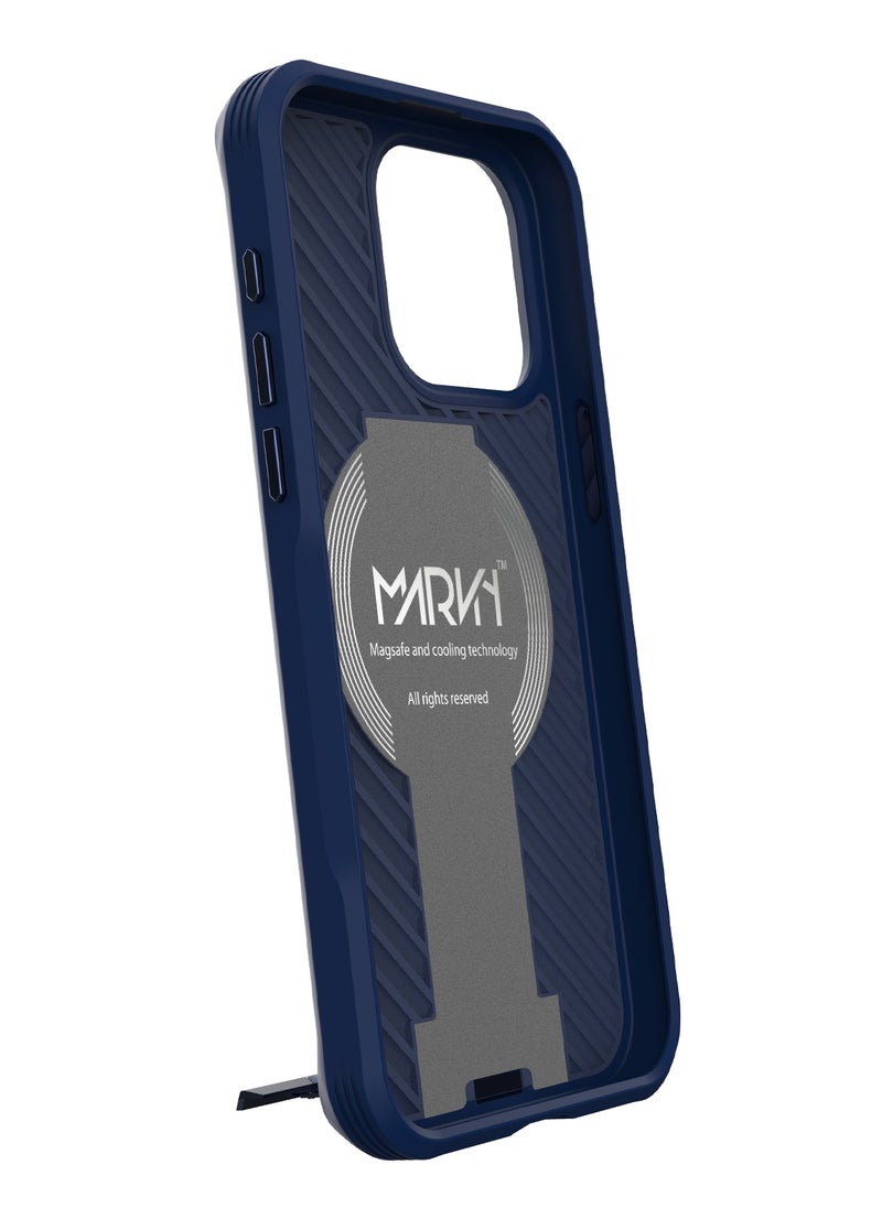 MARVN - iPhone 14 Case by MARVN Special Case for iPhone 14/14Plus/14 Pro/14 Pro Max – Navy Blue, Full Shockproof Protection, Slim Design, Retractable Kickstand, Wireless Charging Compatibility, Raised Camera & Screen Protection - Image 1