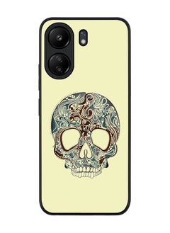Rugged Black edge case for Xiaomi Poco C65, Slim fit Soft Case Flexible Rubber Edges Anti Drop TPU Gel Thin Cover- Skully Tattoo