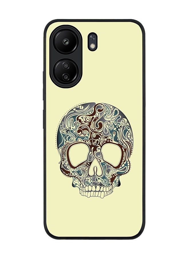 Stylizedd - Rugged Black edge case for Xiaomi Poco C65, Slim fit Soft Case Flexible Rubber Edges Anti Drop TPU Gel Thin Cover- Skully Tattoo - Image 1