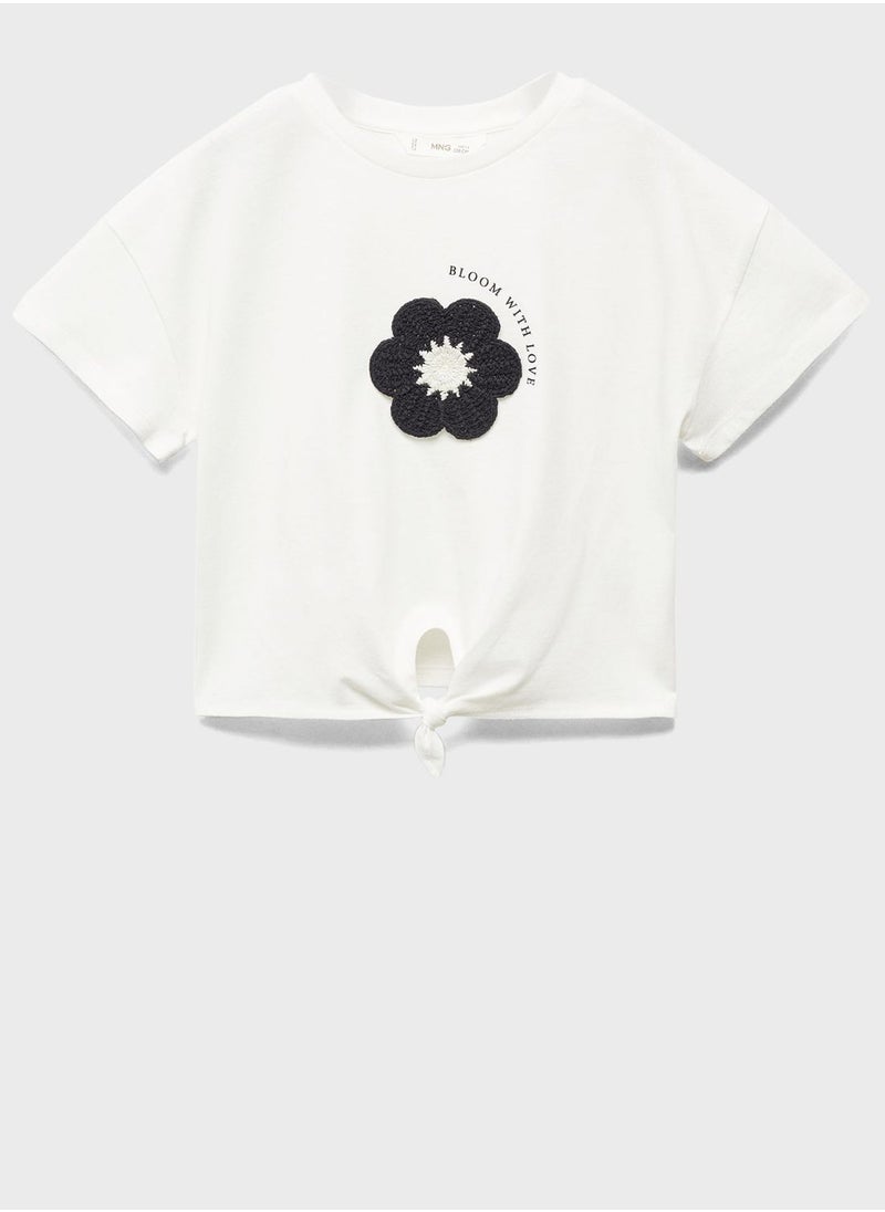 MANGO - Kids Flower Print  Crew Neck T-Shirt - Image 1