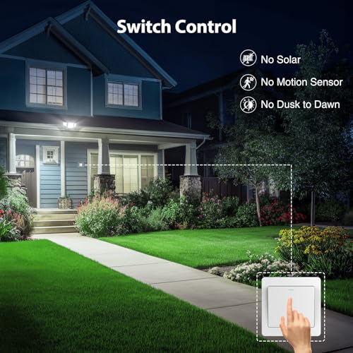 Onforu 90W Flood Lights Outdoor, 10000LM Ultra Bright 4-Head LED Security Light with Switch Control, IP66 Waterproof 6500K Exterior Lights for Yard Garage Patio - Image 4