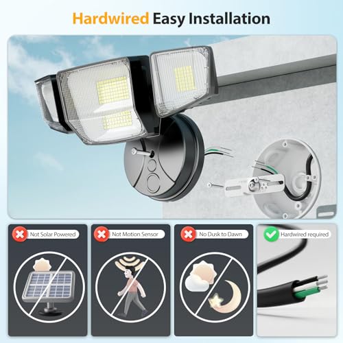 Onforu 90W Flood Lights Outdoor, 10000LM Ultra Bright 4-Head LED Security Light with Switch Control, IP66 Waterproof 6500K Exterior Lights for Yard Garage Patio - Image 2