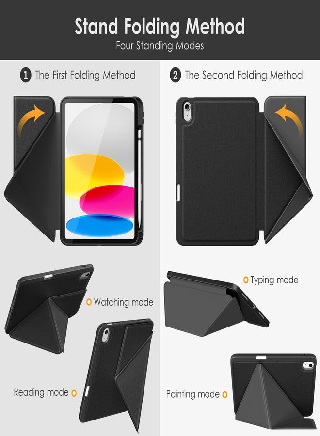 DTTO for iPad (A16) 11th Generation Case 11 Inch 2025, iPad 10th Generation Case 10.9 Inch 2022, Foldable Stand Cover with Landscape and Portrait Modes & Pencil Holder, Black - Image 4