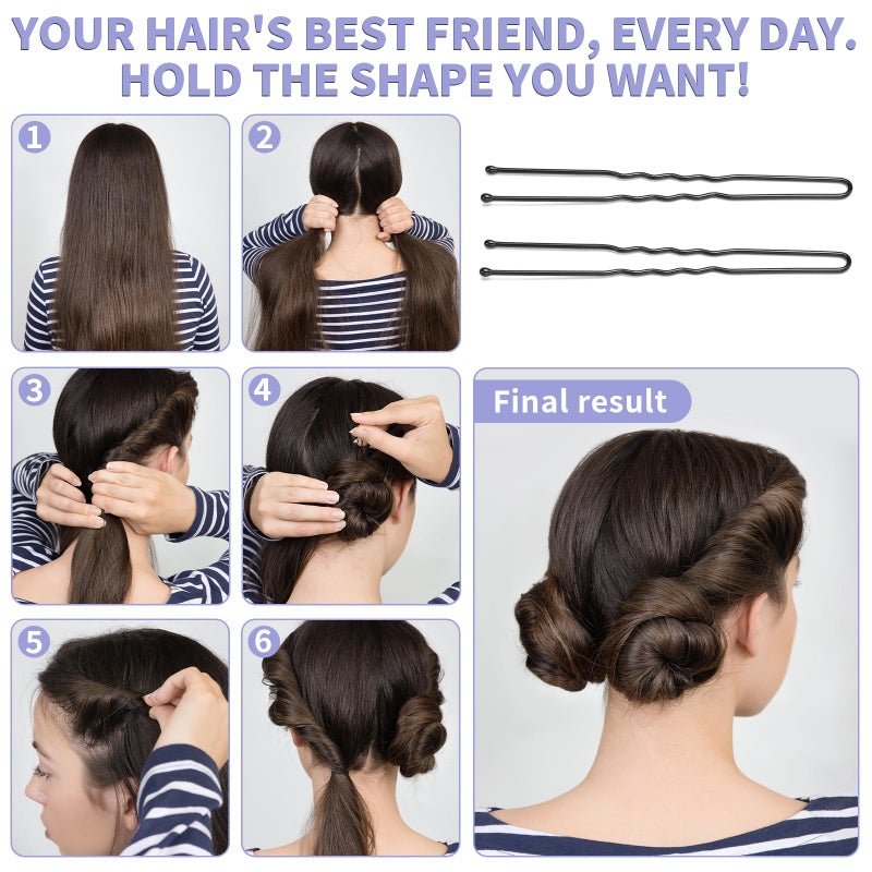 Mia Klein U Shaped Hair Pins -2.4 Inch 250 Count, Professional Hair Styling Pins for Women, Girls, and Hairdressing Salons - Includes Clear Storage Box for Updos and Bun Hair (Black) - Image 5