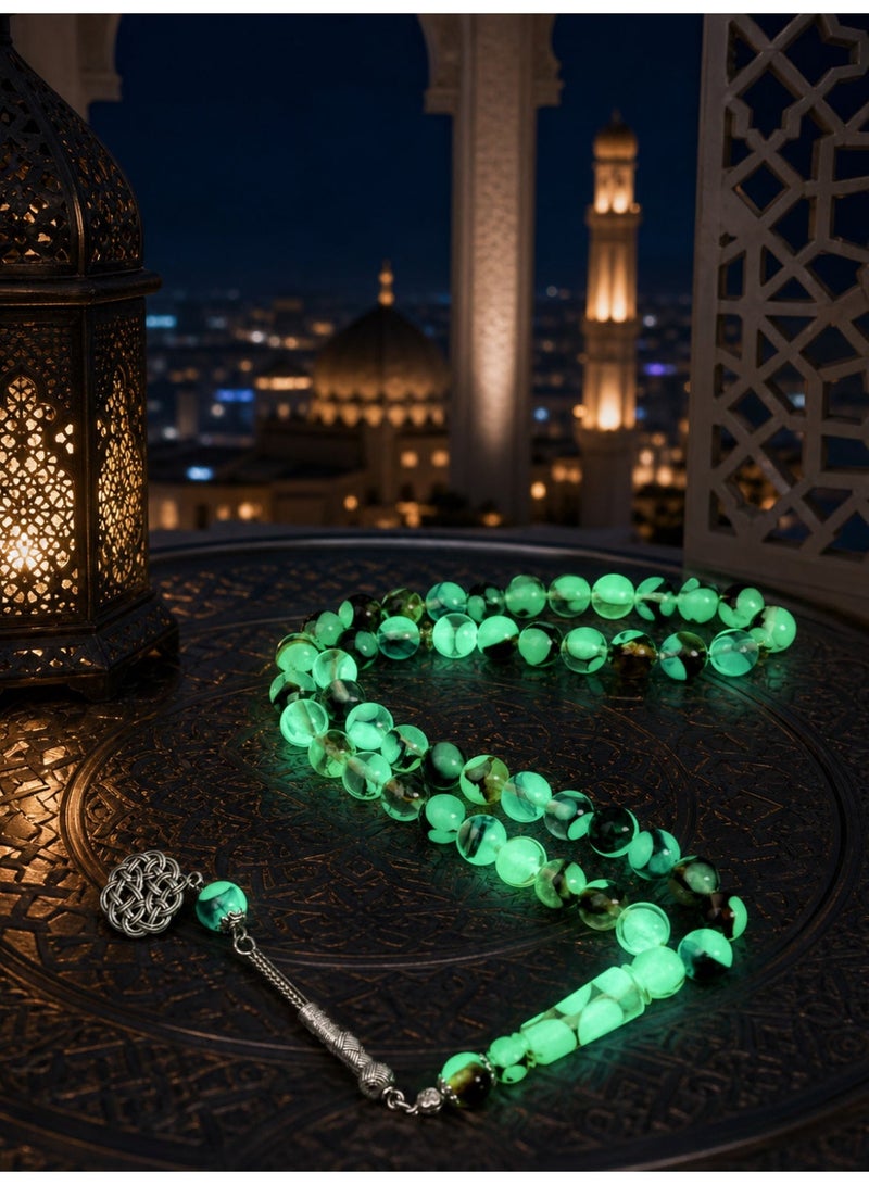 MAJOOD 45-Bead Glow-in-the-Dark Resin Prayer Beads | Tasbih | 10mm | Ramadan Gift | For Men & Women - Image 3