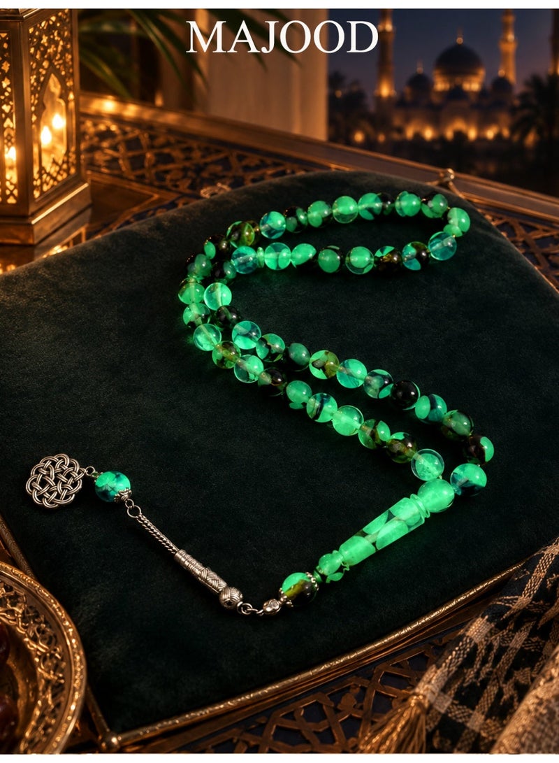 MAJOOD 45-Bead Glow-in-the-Dark Resin Prayer Beads | Tasbih | 10mm | Ramadan Gift | For Men & Women - Image 2