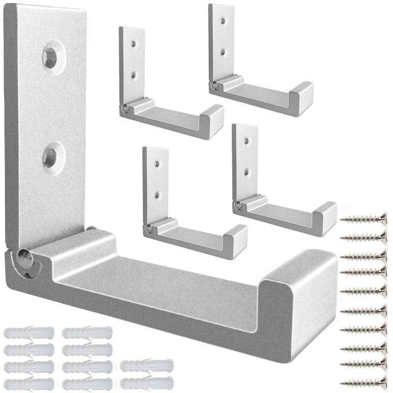 ZEYU Folding Coat Hooks, 5Pcs Wall Hooks for Hanging Coat Towel Hooks Hardware Heavy Duty Aluminum Alloy Headphone Holder Hooks No Rust Wall Mounted with Screws for Hat, Bags, Fitness Equipment (Silvery) - Image 1
