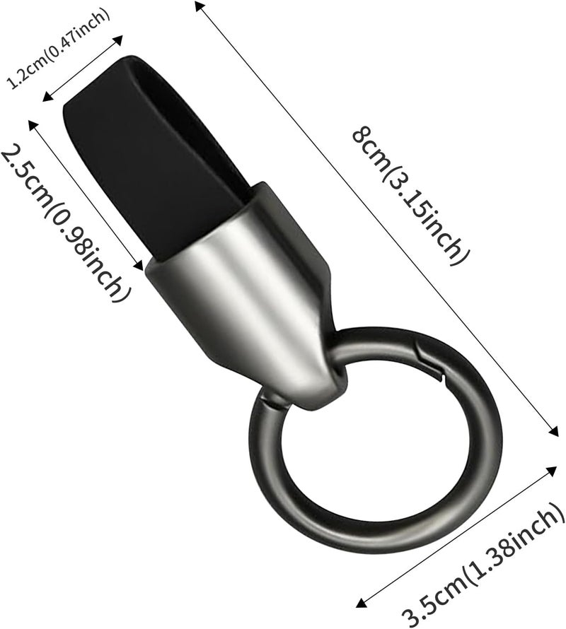Solbrezeni 2Pcs Leather Car Keychain with Zinc Alloy Buckle - Black Key Fob Holder - Image 2