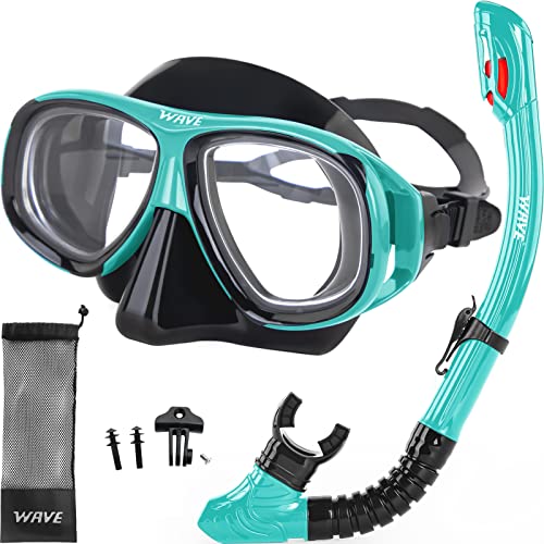 Wave Nearsighted Snorkel Gear, Nearsighted Dry Snorkel Mask Set for Adult Youth, Nearsighted Anti Fog Diving Mask with Detachable Camera Mount & Adjustable Strap for Scuba Diving, Snorkeling, Freediving - Image 1