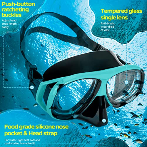 Wave Nearsighted Snorkel Gear, Nearsighted Dry Snorkel Mask Set for Adult Youth, Nearsighted Anti Fog Diving Mask with Detachable Camera Mount & Adjustable Strap for Scuba Diving, Snorkeling, Freediving - Image 3