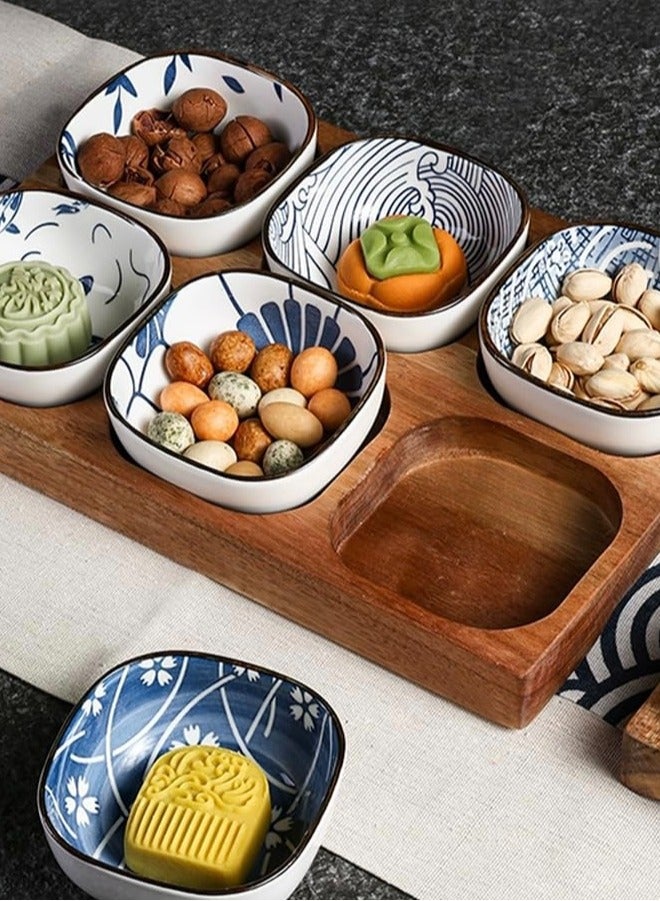 جولي أطباق صلصة سيراميك، طقم من 6 أطباق مقبلات، أطباق تغميس للسوشي والصلصات والوجبات الخفيفة، أطباق تغميس يابانية صغيرة، أطباق تقديم الصلصات - Image 2