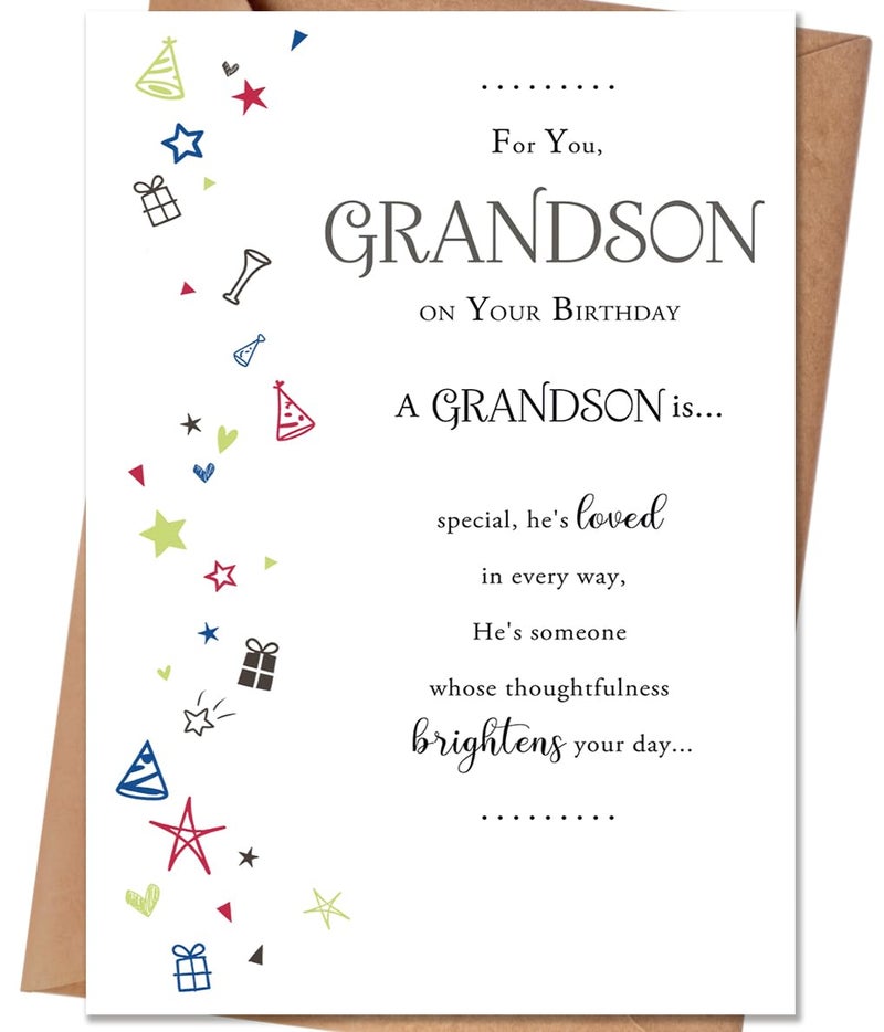 HEJOYN Grandson Birthday Card, Birthday Card & Gitfs for Grandson - Image 1