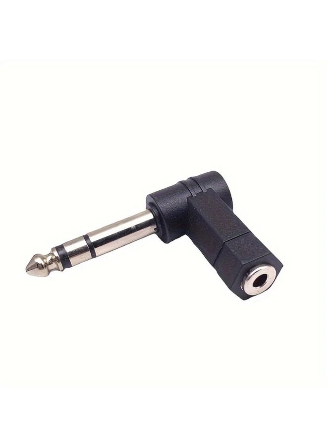 6.5mm To 3.5mm Female Elbow Audio Adapter 90 Degree Angled Headphone Microphone Connector Male To Male - Image 1