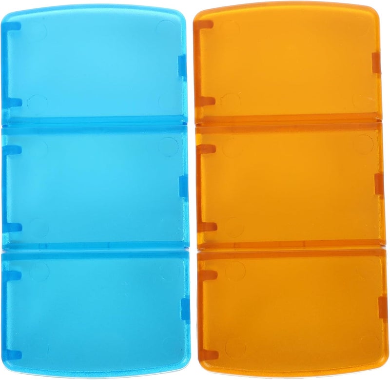 Portable Pill Organizer Box 2pcs, Small Compact Medicine Case with 3 Compartments, Detachable Travel Pill Organizer for Daily Use and Vitamins, Orange and Blue - Image 1
