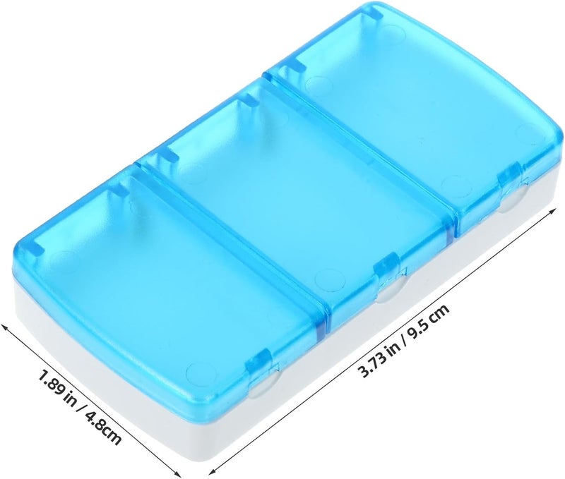 Portable Pill Organizer Box 2pcs, Small Compact Medicine Case with 3 Compartments, Detachable Travel Pill Organizer for Daily Use and Vitamins, Orange and Blue - Image 2