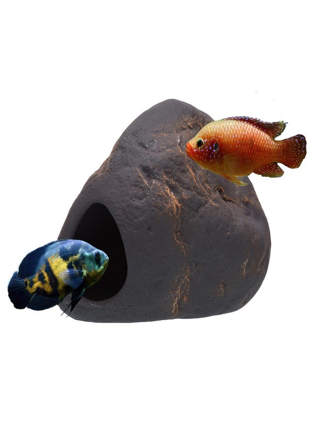 Plecoceramics زينة حجرية من بليكوسيراميكس لأسماك السيكلد - كهف لحوض السمك لأسماك السيكلد، والبيتا، والأسماك الصغيرة - ديكور مخبأ لحوض السمك - منزل من الأحجار لألعاب البيتا (حجر ماجما كبير) - Image 1