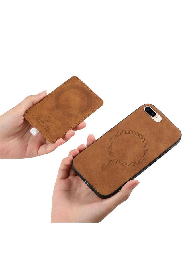 S-TOP Case For iPhone 7 Plus / 8 Plus Retro Cross Leather Ring Side Insert Card Bag MagSafe Phone Case - Image 3