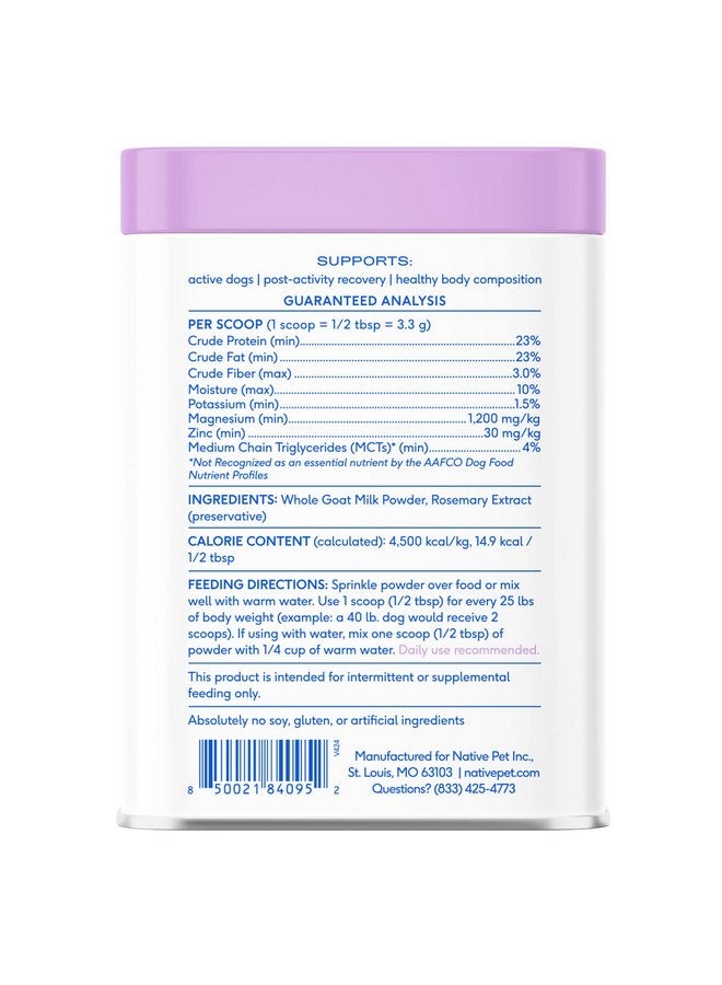 Native Pet Goat Milk Powder for Dogs - Organic Goat Milk for Dogs and Cats - Great Dog Food Additive to Support a Healthy Digestive System for Dogs - 60 Scoops - Image 2