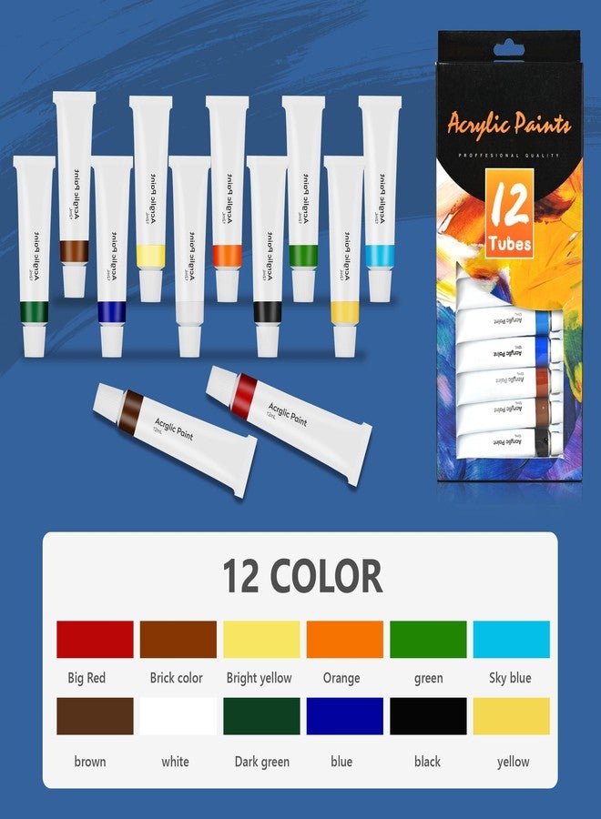 ACGASK ACKASK Painting Kits for Adults Kids,Acrylic Paint Canvas Easel Set,30 Pcs Drawing Painting Supplies Art Kit,12 Paints,10 Painting Brushes,Palettes Etc,Art Set Art Supplies for Kids Adults Artists - Image 3