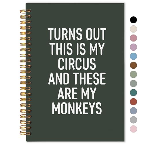 BESERH Funny Campus Notebooks for Work, Funny Office Gifts for Coworkers Women Men, Funny Boss Day Gifts, Turns Out This Is My Circus and These Are My Monkeys Spiral Notebook 5.5x8.3 with 164 Pages - Image 1