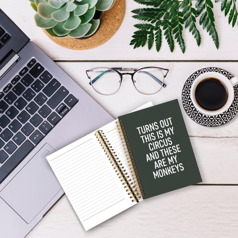 BESERH Funny Campus Notebooks for Work, Funny Office Gifts for Coworkers Women Men, Funny Boss Day Gifts, Turns Out This Is My Circus and These Are My Monkeys Spiral Notebook 5.5x8.3 with 164 Pages - Image 4