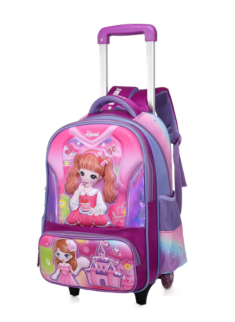 Stargold Baby Backpack 3Pcs For Baby Girls 1 lunch 1 Pencil Box And 1 Bag With Adjustable Strap For School 2 Wheels 16 Inch  - Image 2