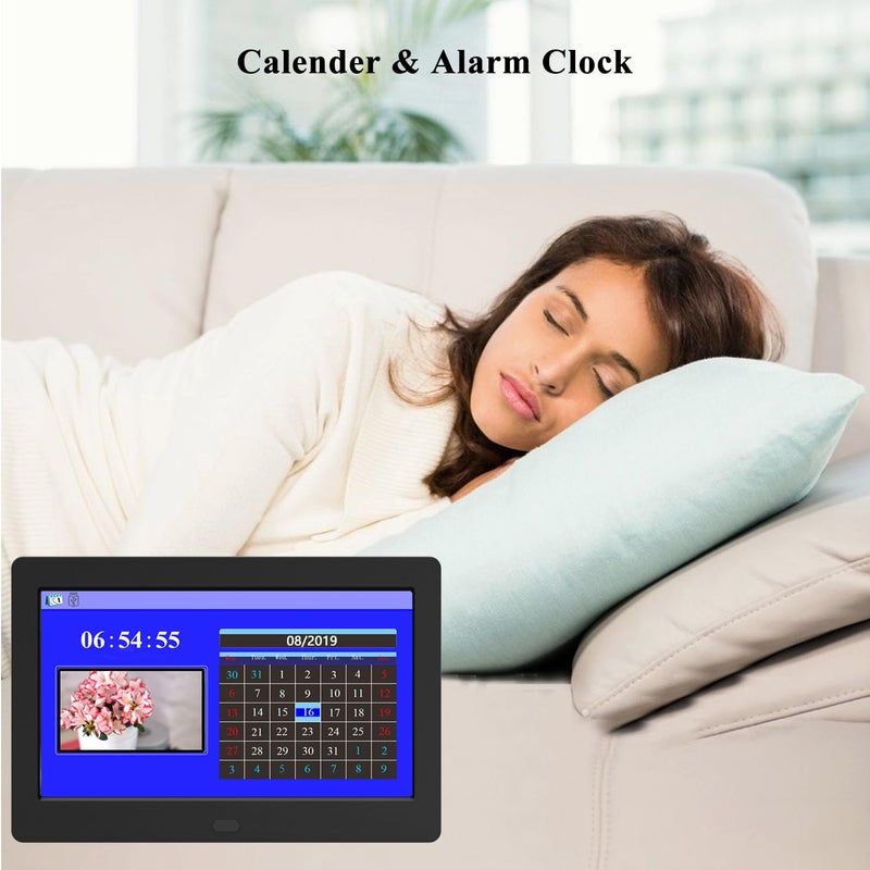 Atatat Digital Photo Frame with IPS Screen - 1280x800 Digital Picture Frame with 1080P Video, Music, Photo, Auto Rotate, Calendar, Time, Black - Image 4