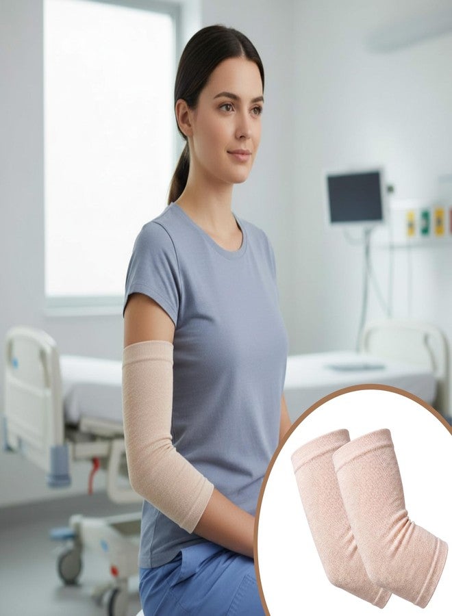 فينساتين 6 قطع غطاء كمّ لخط PICC غطاء استحمام لخط PICC أكمام علوية أنيقة وجيدة التهوية للنساء والرجال (بيج، كبير) - Image 5
