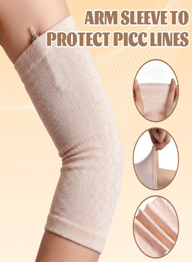 فينساتين 6 قطع غطاء كمّ لخط PICC غطاء استحمام لخط PICC أكمام علوية أنيقة وجيدة التهوية للنساء والرجال (بيج، كبير) - Image 3