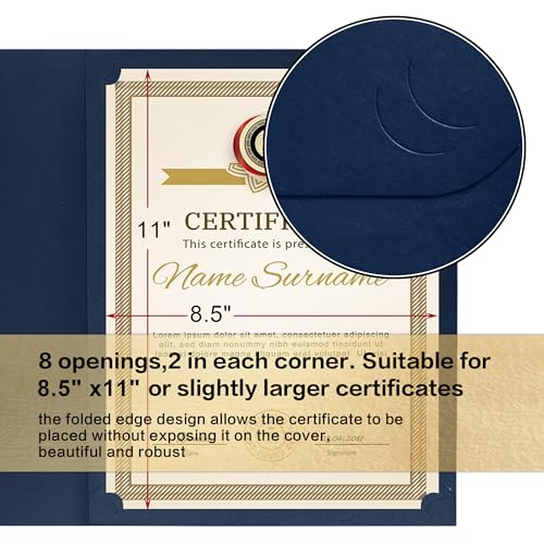 Misscom Certificate Holders 10 Packs Navy Blue,Diploma Holders Certificate Covers Gold Foil Border for Letter Size 8.5x11 Certificate Papers,Cardstock, Award, Graduation Documents - Image 4