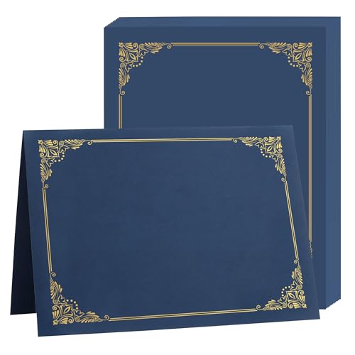 Misscom Certificate Holders 10 Packs Navy Blue,Diploma Holders Certificate Covers Gold Foil Border for Letter Size 8.5x11 Certificate Papers,Cardstock, Award, Graduation Documents - Image 1