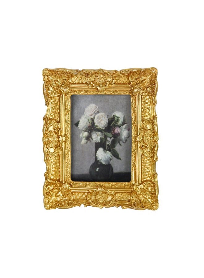 LuHeToz 2.5x3.5 inches Ornate Hand-Crafted Resin Picture Frame with Easel, for Tabletop & Wall Display，Vintage Photo Frame -GOLD - Image 1