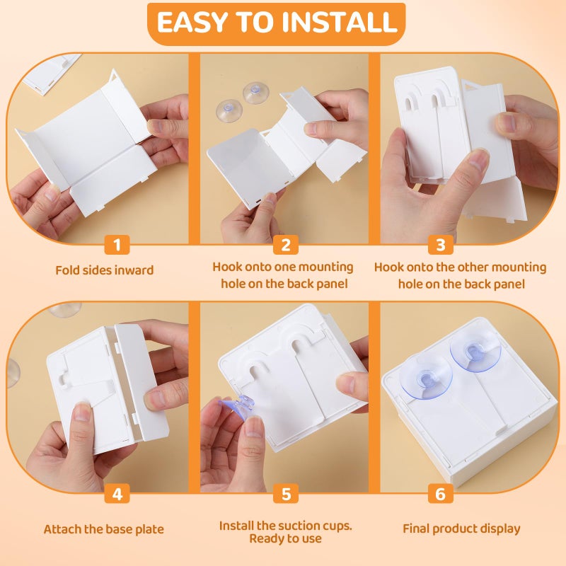 White Glass Dry Erase Marker Storage Box with Suction Cup for Office and Classroom Wall Mount - Image 5