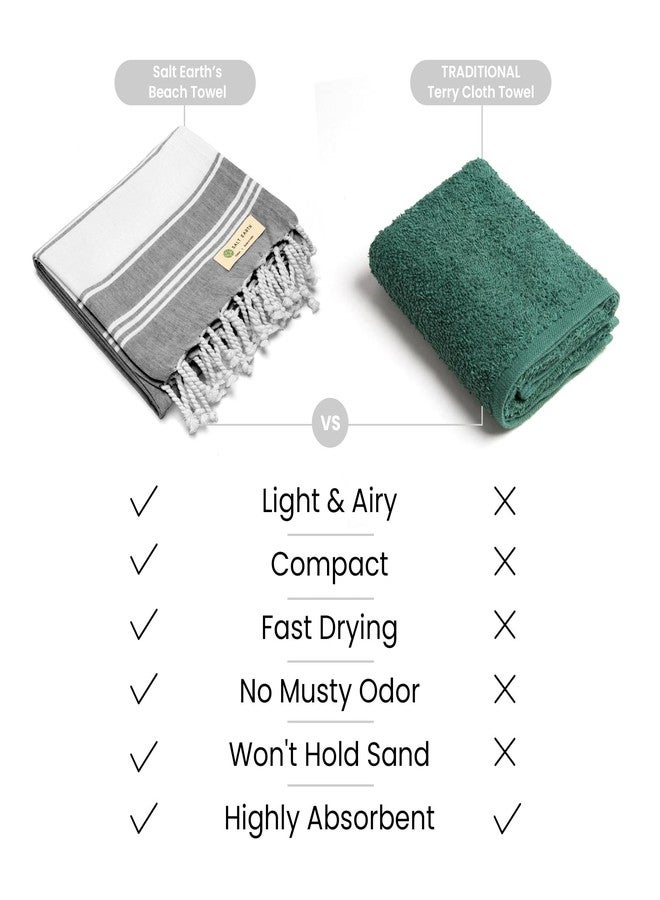 Salt Earth Cotton Turkish Beach Towel, Bath Towels Set of 4 Large, Towels for Bathroom, Beach Essentials,Gym Towels, Quick Dry Towel for Shower & Pool, Lightweight Large Bath Towels for All (Alloy) - Image 4