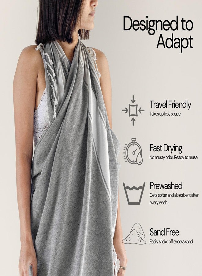 Salt Earth Cotton Turkish Beach Towel, Bath Towels Set of 4 Large, Towels for Bathroom, Beach Essentials,Gym Towels, Quick Dry Towel for Shower & Pool, Lightweight Large Bath Towels for All (Alloy) - Image 3