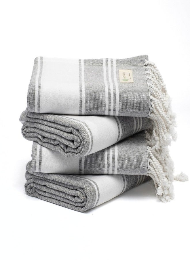 Salt Earth Cotton Turkish Beach Towel, Bath Towels Set of 4 Large, Towels for Bathroom, Beach Essentials,Gym Towels, Quick Dry Towel for Shower & Pool, Lightweight Large Bath Towels for All (Alloy) - Image 1