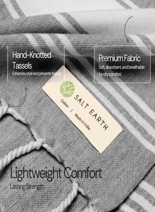 Salt Earth Cotton Turkish Beach Towel, Bath Towels Set of 4 Large, Towels for Bathroom, Beach Essentials,Gym Towels, Quick Dry Towel for Shower & Pool, Lightweight Large Bath Towels for All (Alloy) - Image 2