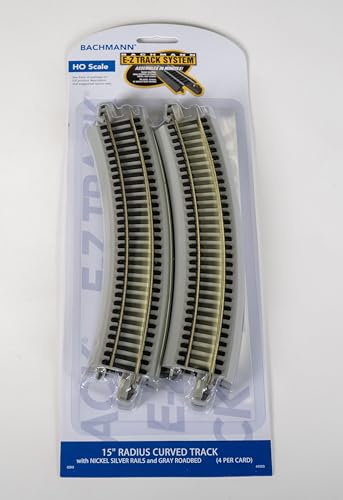 Bachmann Trains - Snap-Fit E-Z TRACK 15” RADIUS CURVED TRACK (4/card) - NICKEL SILVER Rail With Gray Roadbed - HO Scale - Image 5