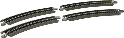 Bachmann Trains - Snap-Fit E-Z TRACK 15” RADIUS CURVED TRACK (4/card) - NICKEL SILVER Rail With Gray Roadbed - HO Scale - Image 1