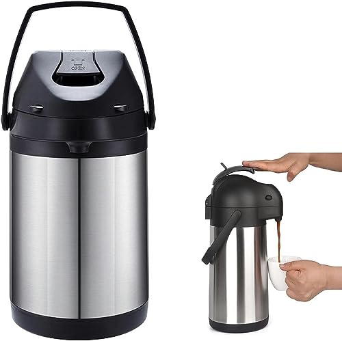 Delavala Airpot Coffee Dispenser (3L) with Pump, Cleaning Brush, and Table Tent Sign - Stainless Steel Insulated Carafe - 24 Hour Heat Retention - 36 Hour Cold Retention - Image 2