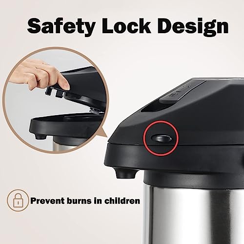 Delavala Airpot Coffee Dispenser (3L) with Pump, Cleaning Brush, and Table Tent Sign - Stainless Steel Insulated Carafe - 24 Hour Heat Retention - 36 Hour Cold Retention - Image 3