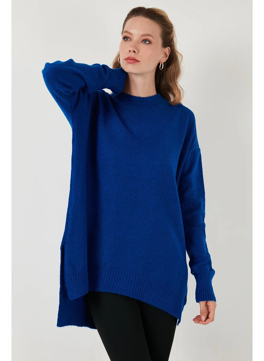 ليلا Casual Cut Slit Detailed Crew Neck Sweater Women's Sweater 4616142Y