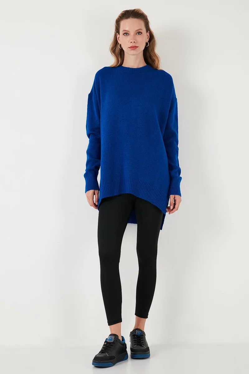 Lela Casual Cut Slit Detailed Crew Neck Sweater Women's Sweater 4616142Y