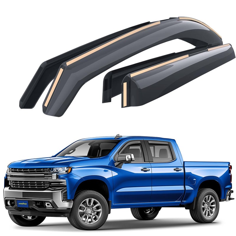 Goodyear Shatterproof inChannel Window Deflectors for Chevrolet Chevy SilveradoGMC Sierra 1500 20192025 Crew CabRain GuardsWindow VisorsVent Deflector Truck Accessories4pcs GY003415LP