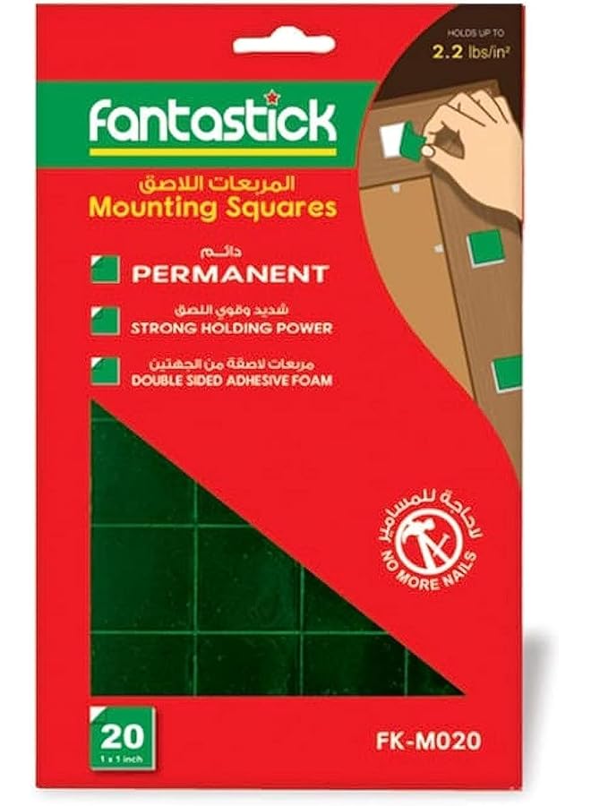 Fantastick Mounting Squares Tape 20 Pieces - Image 1