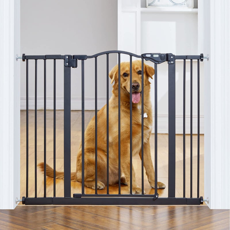InnoTruth 29-39.6â€ Baby Gate for Stairs & Doorways, 30" Tall Pressure Mount Pet Gates, Easy Step Auto Close Both Sides Walk Thru Child Gate, Dual-Lock Safety Design and One-Hand Operation, Black - Image 1