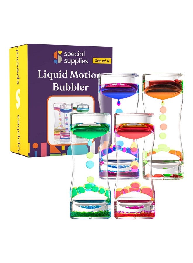 سبيشال سابلايز لعبة الفقاعات السائلة (عبوة من 4 قطع) مؤقت الساعة الرملية الملونة مع حركة القطرات، غرفة النوم، المطبخ، اللعب الحسي بالحمام، ديكور رائع للمنزل أو المكتب - Image 1