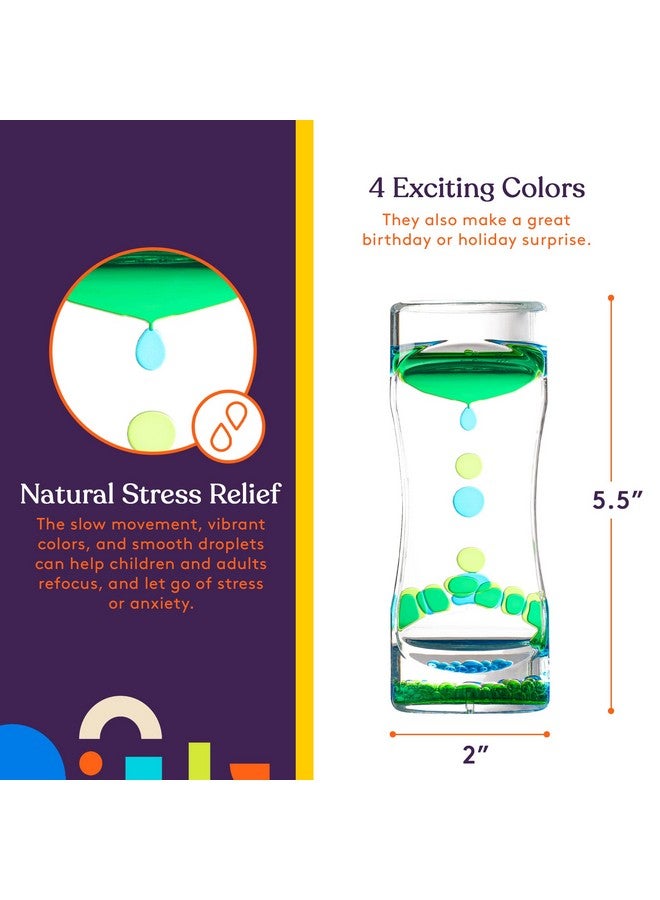 سبيشال سابلايز لعبة الفقاعات السائلة (عبوة من 4 قطع) مؤقت الساعة الرملية الملونة مع حركة القطرات، غرفة النوم، المطبخ، اللعب الحسي بالحمام، ديكور رائع للمنزل أو المكتب - Image 2