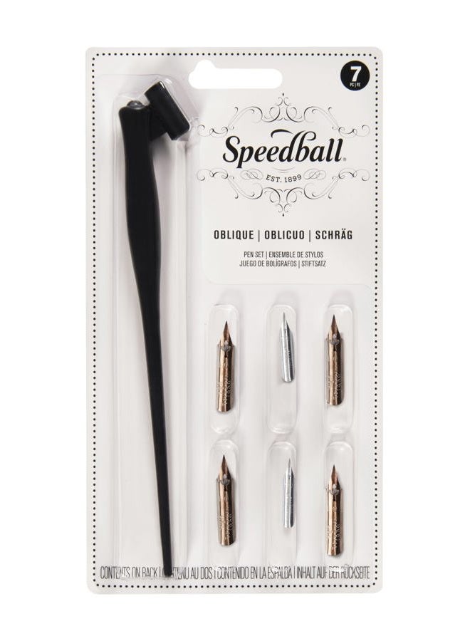 Speedball طقم أقلام مائلة - 1 حامل قلم مع 4 رؤوس أقلام، 2 نقطة قلم - Image 1